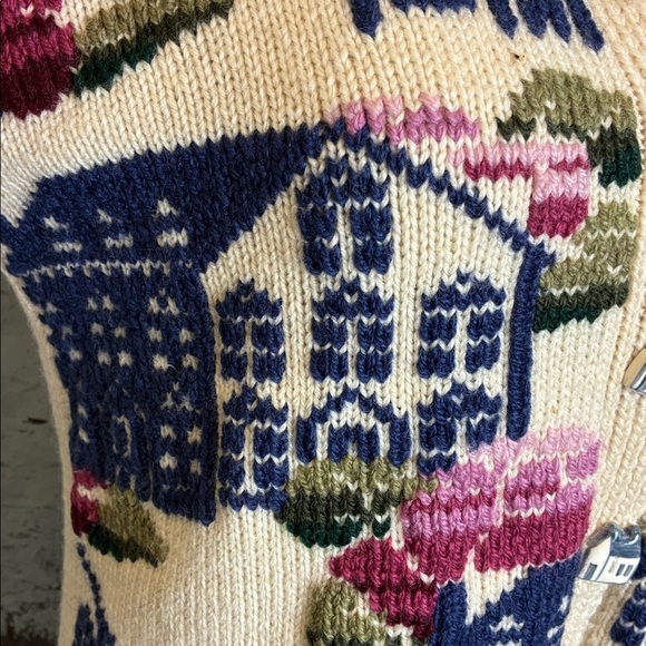 Vintage Hand Knitted South Wool 100% Virgin Wool Graphic Homestead Sweater Small - Picture 3 of 16